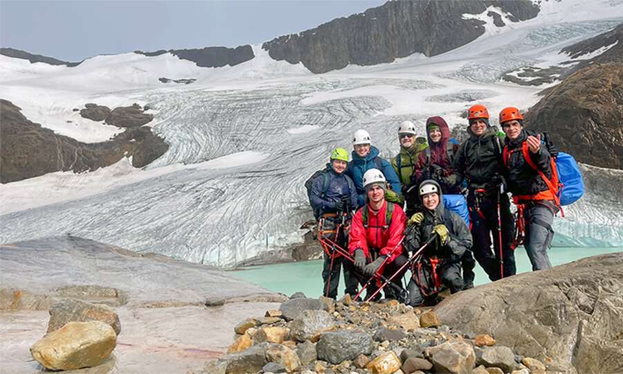 Group in the glacier area