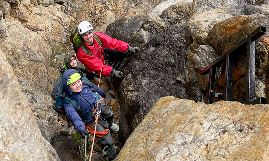 Group of hikers on the via ferrata
